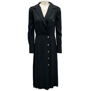 ALTUZARRA BLACK BUTTON DETAIL LONG SLEEVED MIDI DRESS